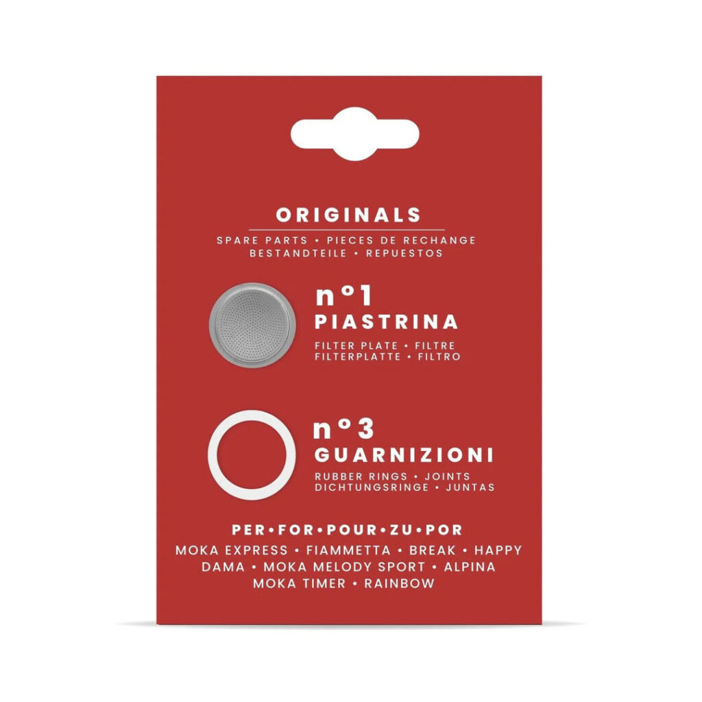 Bialetti Moka Pot Replacement Gasket & Filter Set – 3/4 Cup Compatible