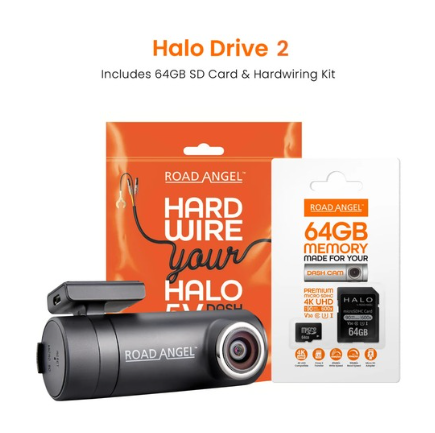 Road Angel Halo Drive 2 Deluxe 2K Dash Cam Bundle with 64GB SD Card & Hardwire Kit